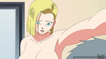 Adult cartoon parody of Dragon Ball Z featuring Android 18's sensual encounter